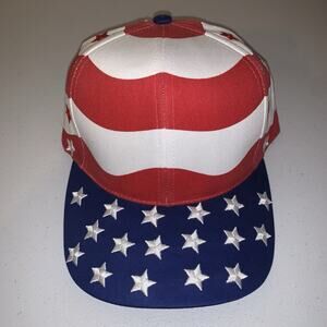 Vintage 90s American Flag Strapback Hat Nissin Cap USA Patriotic